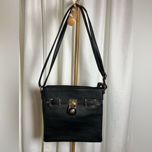 Black Crossbody Bag with Gold Hardware
